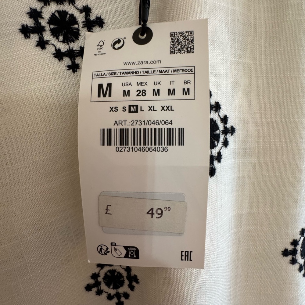 ZARA Embroidered Wide Leg Pants NWT Size M - Picture 2 of 4